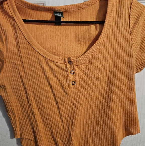 Orange Ribbed Button-Front Top - Picture 1 of 4